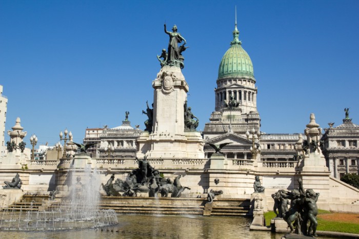 Source and monumental complex of Congress Square. in Buenos Aires, Argentina