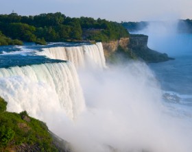 Atop American Falls from observation deck at Niagara Falls State Park in New York
