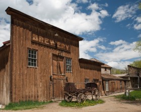 Old brewery in historic town Virginia City, Montana
