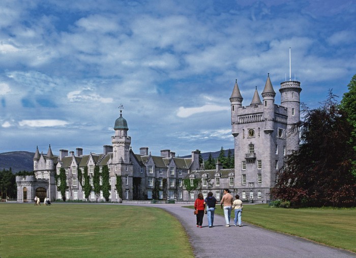 Ballater, Scotland - August 19th, 1998: Balmoral Castle is one of the Scottish residences of The British Royal Family. Completed in 1856 by Prince Albert, husband of Queen Victoria, and a prime example of Scots baronial architecture, it lies in magnificent Royal Deeside.