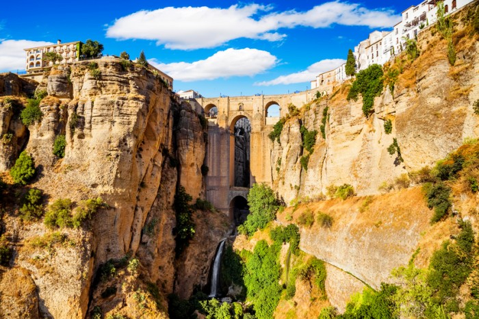 Panoramic view of the old city of Ronda, one of the famous white villages in the province of Malaga, Andalusia, Spain