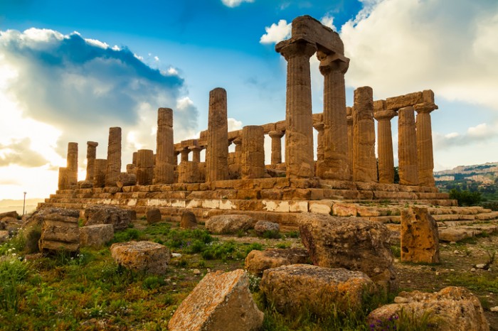 Temple of Juno - ancient Greek landmark in the Valle dei Templi outside Agrigento, Sicily