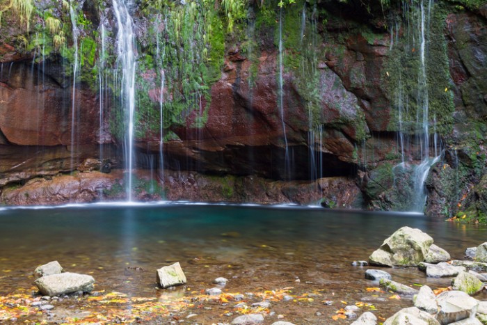 fountain waterfall at Rabacal, Madeira, Portugal