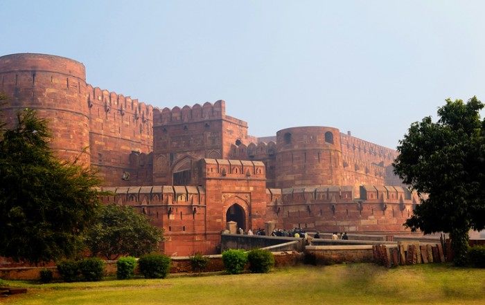 Agra's ancient Red Fort is approximately 2.5 kilometer's from the famous Taj Mahel.