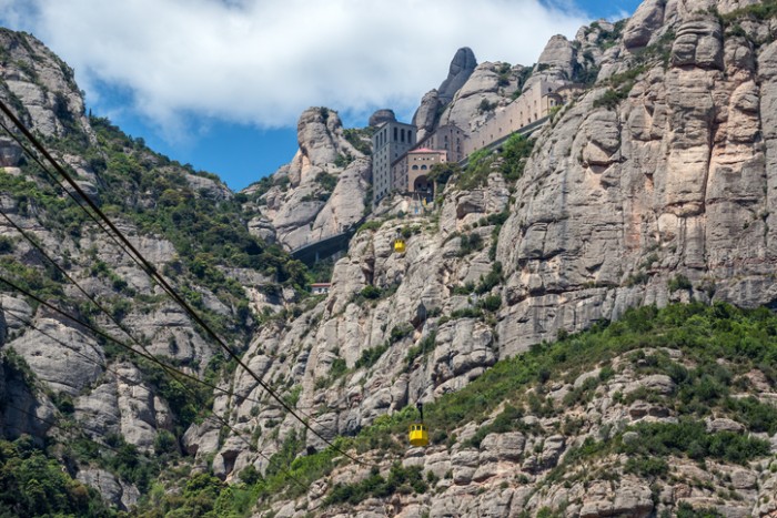 Santa Maria de Montserrat Abbey in Montserrat mountains, Spain