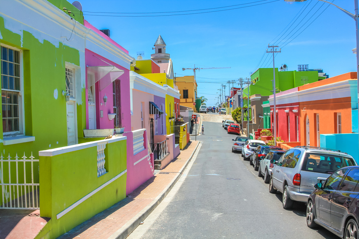 Cape Town, South Africa - January 11,2014: The colorful houses of Bo-Kaap, famous Malay Quarter is the Muslim Malay village in Cape Town, one of the most picturesque part of town, South Africa.