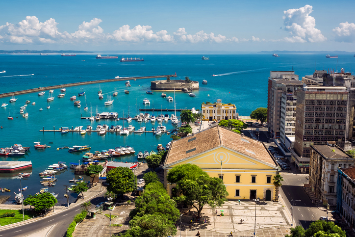 View of beautiful All Saints Bay in Salvador, Bahia, Brazil