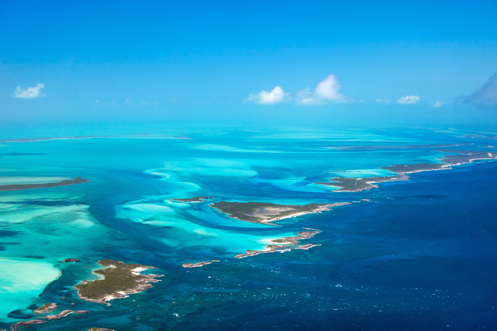 Beautiful view of Bahamas islands from above