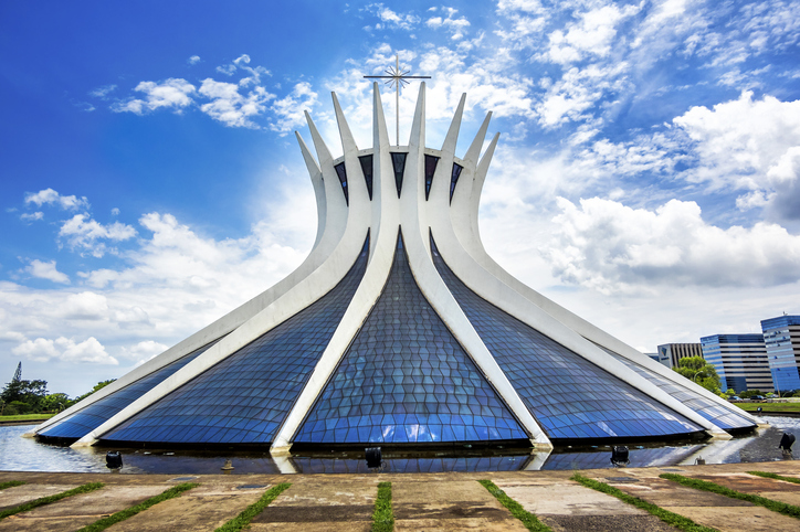 Brasilia, Brazil - November 17, 2015: Cathedral of Brasilia, designed by Brazilian architect Oscar Niemeyer in Brasilia, capital of Brazil.