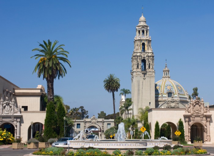 Balboa Park, California Tower, fountain, San Diego, California, USA