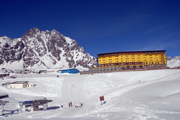 Portillo ski station and hotel,  near of Los Andes city, Chile.