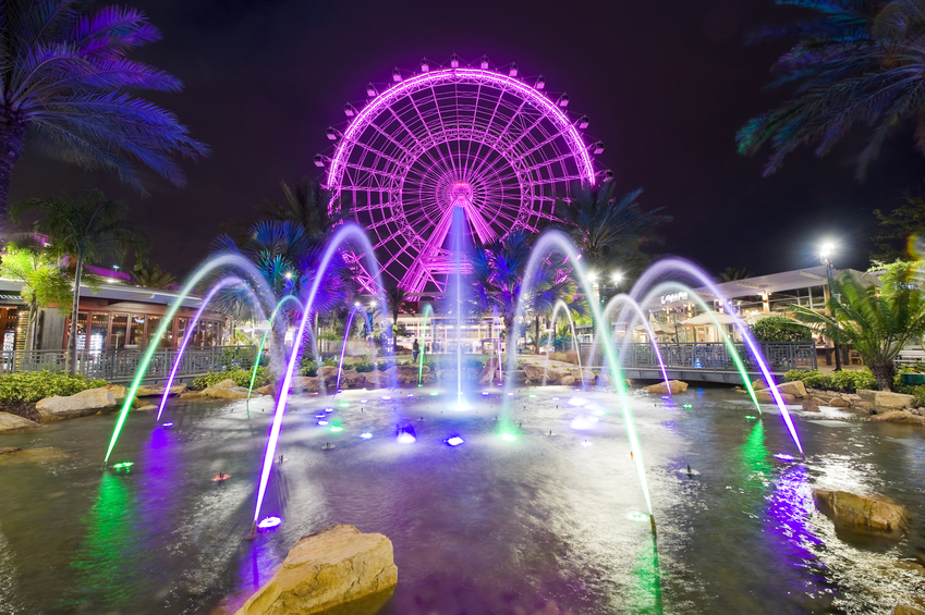 Orlando, Florida, USA - April 30, 2016: The Orlando Eye is a 400 feet tall ferris wheel in the heart of Orlando and the largest observation wheel on the east coast