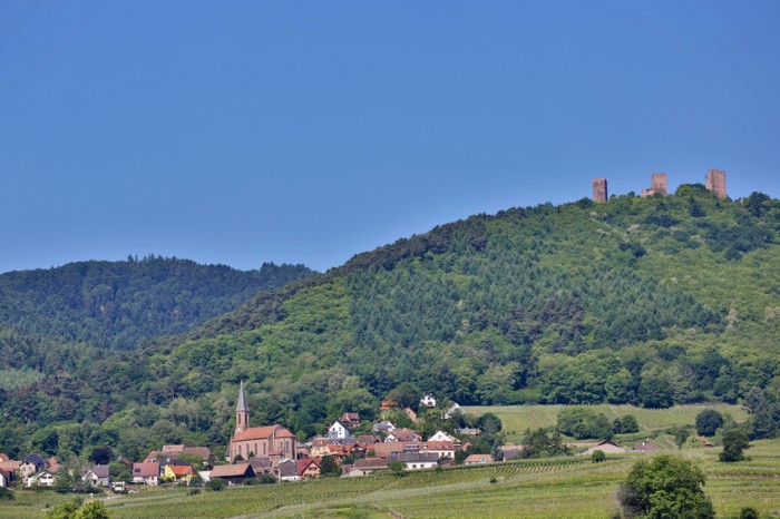 This photo shows "Les trois ch?teaux d'Eguisheim", the three castles of Eguisheim.