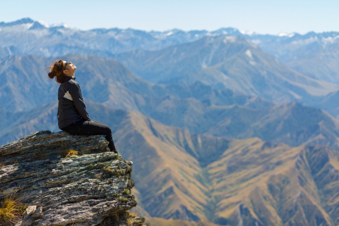 girl hiker on Ben Lomond, Queenstown, New Zealand