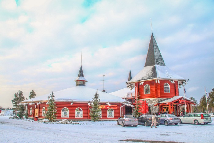 Foto de Pessoas Vila Do Papai Noel Na Lapónia Escandinávia Ao Pôr