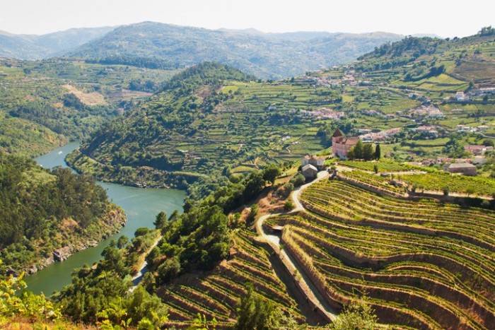Image captured from the road some kilometers to the west of Oporto, the image shows the river Douro and his vinyards.