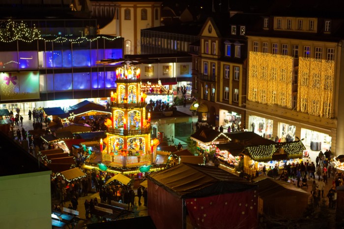 Traditional christmas market in the historic center of Nuremberg, Germany