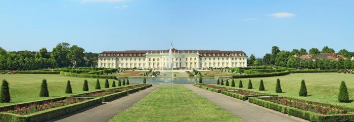 Ludwigsburg, Germany - June 2, 2011: Ludwigsburg Palace and its gardens on a sunny summer day