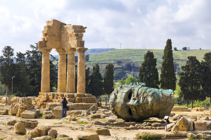 Agrigento, Sicily. Famous Valle dei Templi, UNESCO World Heritage Site. Greek temple, remains of the Temple of Castor and Pollux.
