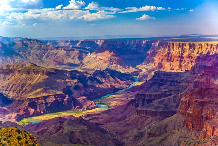 Grand canyon at sunrise with river Colorado