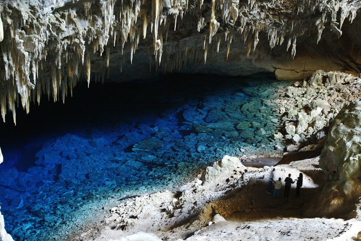 Blue Lagoon a tourist attraction at Bonito, Mato Grosso state Brazil