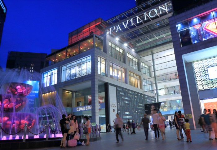 Kuala Lumpur Malaysia  - 25 May, 2014:Modern PAVILION Shopping mall by night in Bukit Bintang in Kuala Lumpur Malaysia.