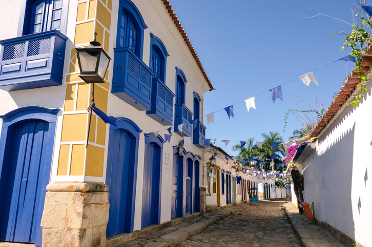 decorated houses in Paraty in Brazil