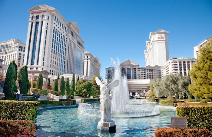 Las Vegas, USA - January 13, 2016: Caesars Palace opened in 1966. It has 3,960 rooms with a total of 166,000 sq ft in gaming space. It has a 4,296 seat theater, The Colosseum, with a 22,450 square feet stage built for Celine Dion's show.