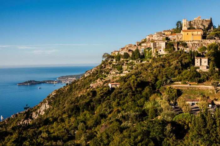 Eze panorama in the morning. Eze, Provence-Alpes-Cote d'Azur, France.