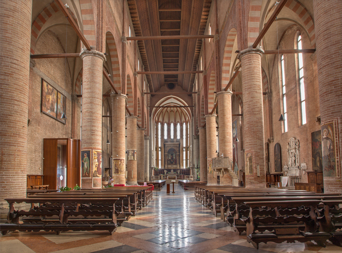TREVISO, ITALY - MARCH 18, 2014: Interior of saint Nicholas or San Nicolo church.