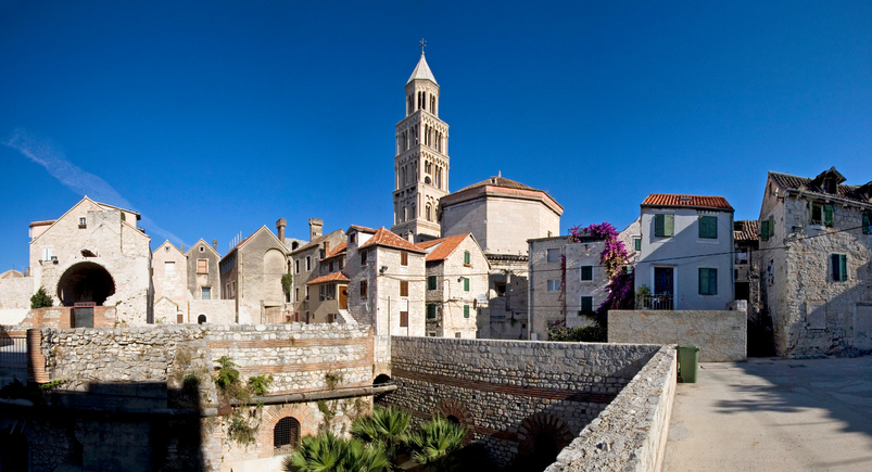 Diocletian's Palace is a building in Split, Croatia, that was built by the Roman emperor Diocletian at the turn of the fourth century AD.