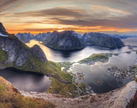 Norwegian landscape during midnight sun