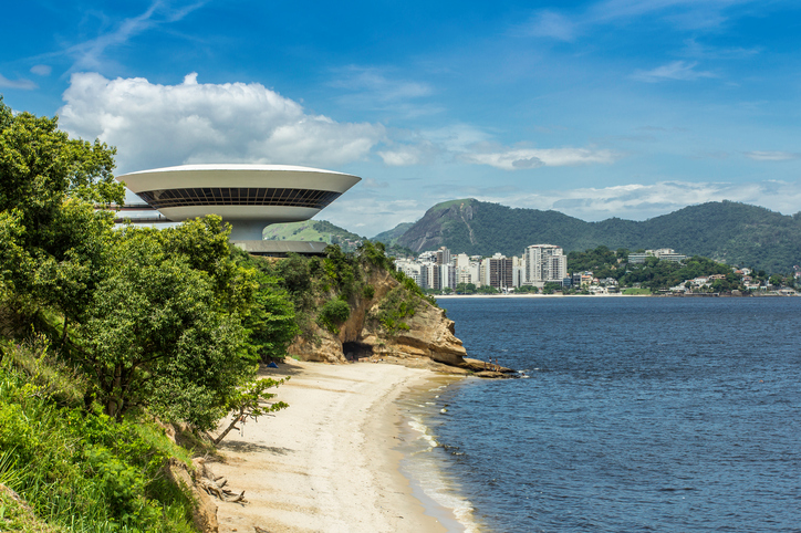 "Niteroi,Brazil - February 15, 2012: Niteroi Museum of Contemporary Art designed by famous architectOscar Niemeyer."