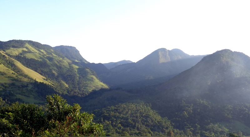 Landscape with Parque Nacional da Serra da Bocaina in the background, Paraty, Brazil.