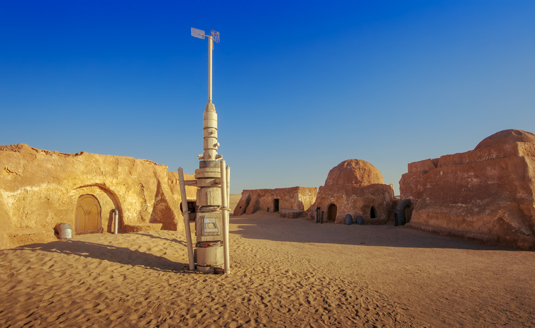SAHARA, TUNISIA - JUNE 16, 2013: Abandoned sets for the shooting of the movie Star Wars in the Sahara desert on a background of sand dunes on JUNE 16, 2013 in Sahara, Tunisia