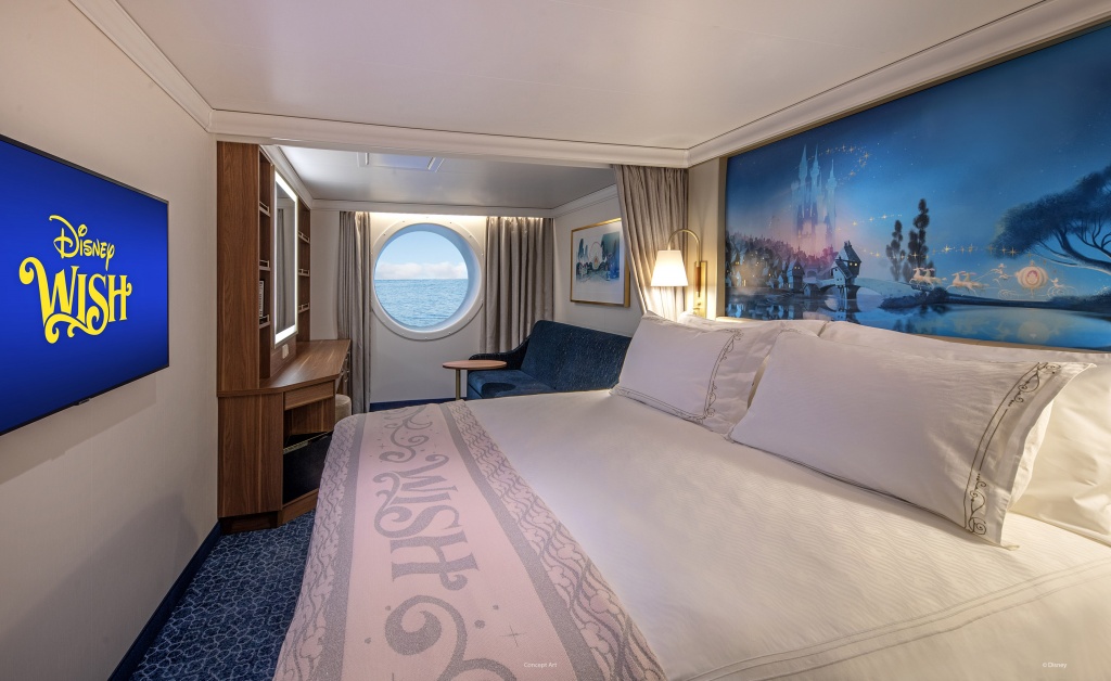 Cabine vista oceano. Foto por Disney / Divulgação