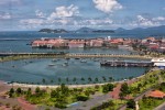 Panama's Casco Viejo under blue sky