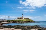 A long shot of Bahia Nautico Museum in Salvdor, Brazil, under cloudy blue skies
